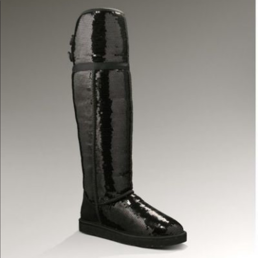 Knee High Black Sequin Ugg Boots Eva